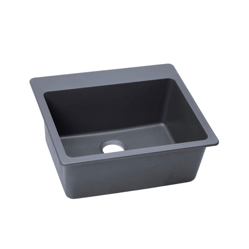 Elkay Gourmet Top Mount Granite 22x25x9.5 0-Hole Single Bowl Kitchen Sink in Dusk Gray 541467