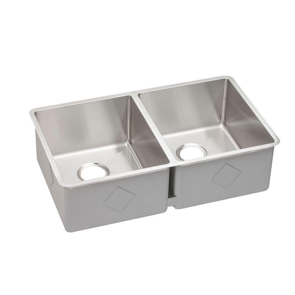 Elkay Crosstown Undermount Stainless Steel 31.5x18.5x9 0-Hole Double Bowl Kitchen Sink 642418