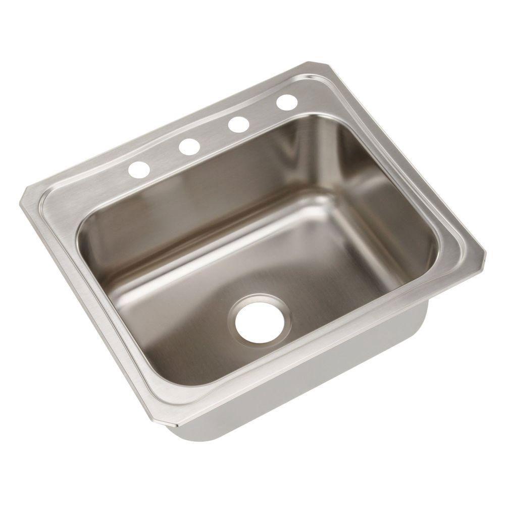 Elkay Celebrity Top Mount Stainless Steel 25x22x10 4-Hole Single Bowl Kitchen Sink 797392