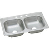 Elkay Dayton Top Mount Stainless Steel 33x22x6.5625 3-Hole Double Bowl Sink in Satin 849025