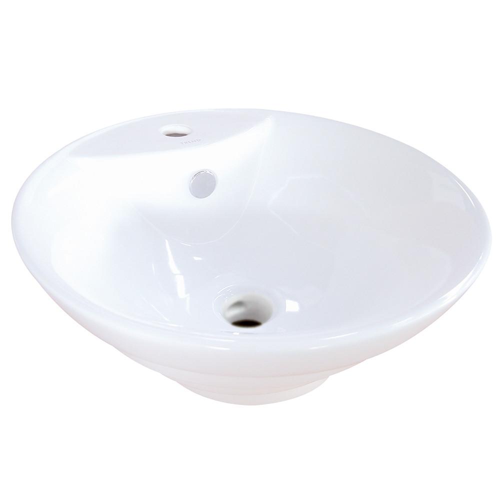 White China Vessel Bathroom Sink with Overflow Hole & Faucet Hole EV4012