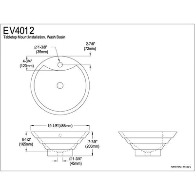 White China Vessel Bathroom Sink with Overflow Hole & Faucet Hole EV4012