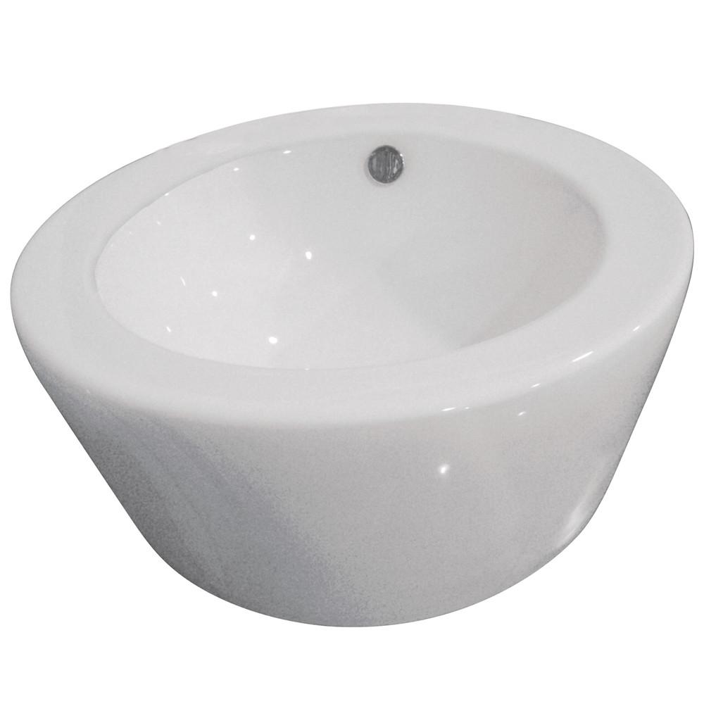 Kingston White Ripple White China Vessel Bathroom Sink with Overflow Hole EV4019