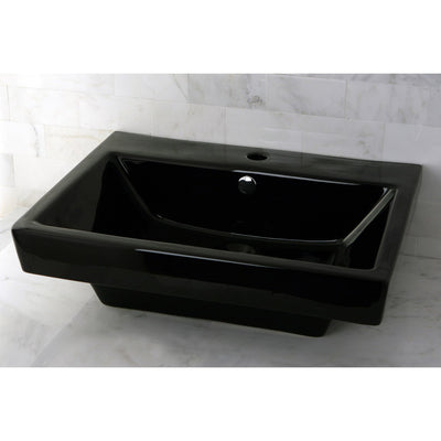 Black China Vessel Bathroom Sink with Overflow Hole & Faucet Hole EV4024K