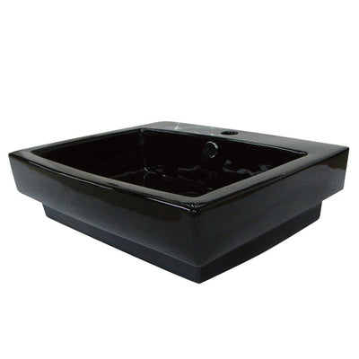 Black China Vessel Bathroom Sink with Overflow Hole & Faucet Hole EV4024K