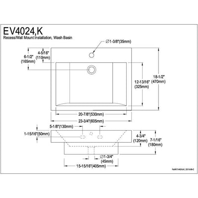 White China Vessel Bathroom Sink with Overflow Hole & Faucet Hole EV4024