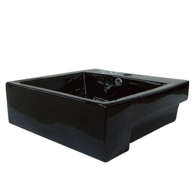 Kingston Concord Black China Vessel Bathroom Sink with Overflow Hole EV4034K