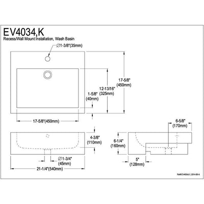 Kingston Concord White China Vessel Bathroom Sink with Overflow Hole EV4034