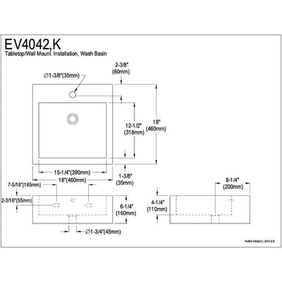 White China Vessel Bathroom Sink with Overflow Hole & Faucet Hole EV4042