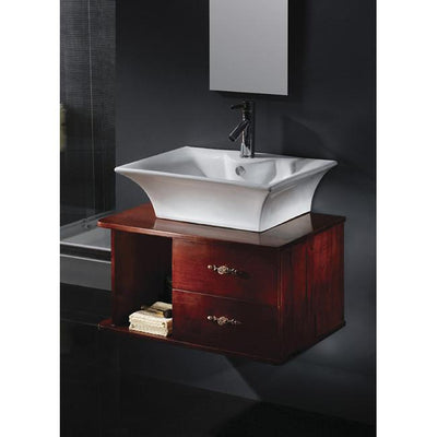 White China Vessel Bathroom Sink with Overflow Hole & Faucet Hole EV4049