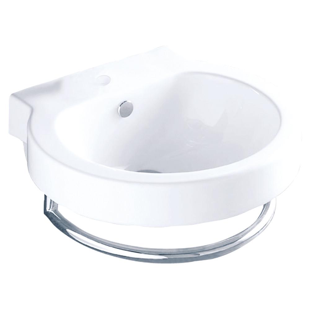 White China Vessel Bathroom Sink with Overflow Hole & Faucet Hole EV4052