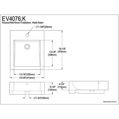 White China Vessel Bathroom Sink with Overflow Hole & Faucet Hole EV4076