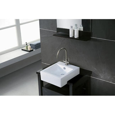 White China Vessel Bathroom Sink with Overflow Hole & Faucet Hole EV4076