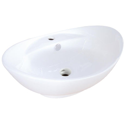 White China Vessel Bathroom Sink with Overflow Hole & Faucet Hole EV4080