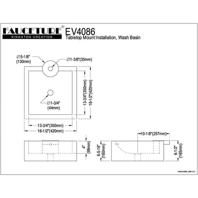 White China Vessel Bathroom Sink with Overflow Hole & Faucet Hole EV4086