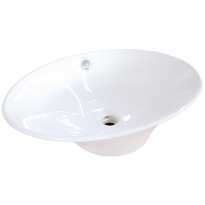 White Blossom White China Vessel Bathroom Sink with Overflow Hole EV4110