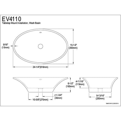 White Blossom White China Vessel Bathroom Sink with Overflow Hole EV4110