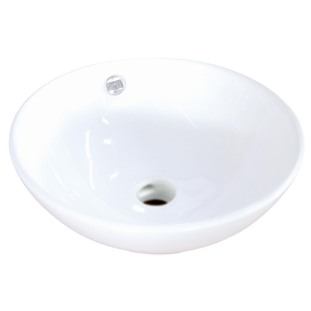 Kingston Perfection White China Vessel Bathroom Sink with Overflow Hole EV4129