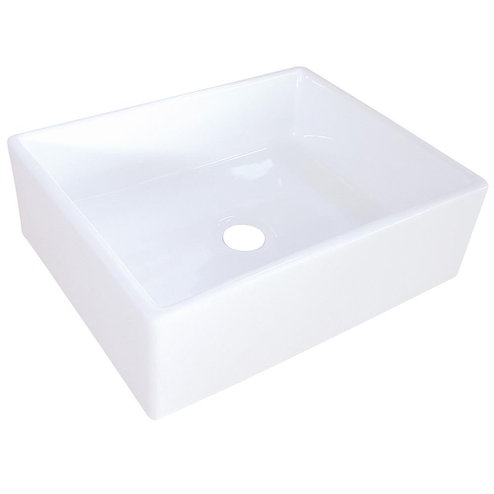 Kingston Elements White China Vessel Bathroom Sink without Overflow Hole EV4158