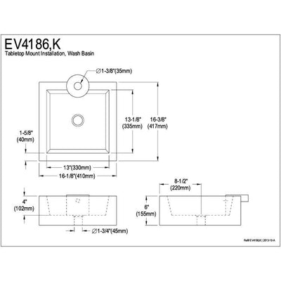 Black China Vessel Bathroom Sink with Overflow Hole & Faucet Hole EV4186K