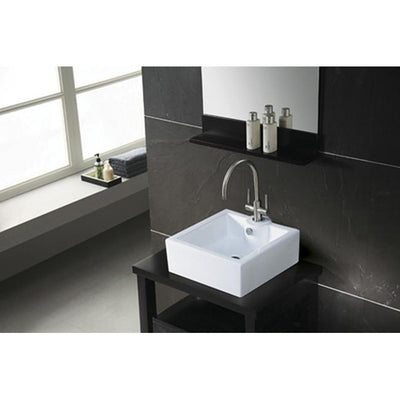 White China Vessel Bathroom Sink with Overflow Hole & Faucet Hole EV4186