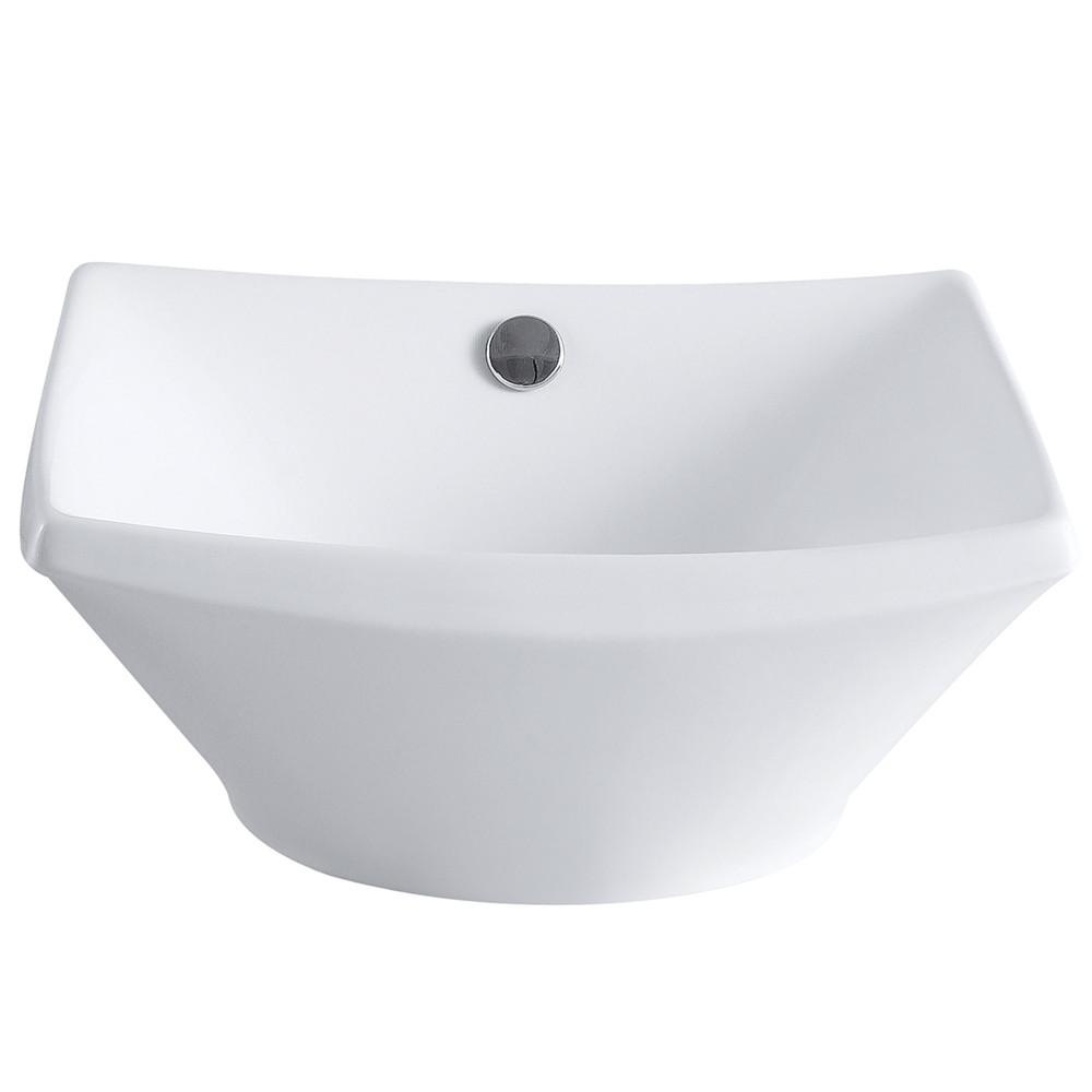 Kingston Courtyard White China Vessel Bathroom Sink with Overflow Hole EV4220