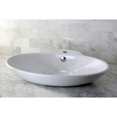 White China Vessel Bathroom Sink with Overflow Hole & Faucet Hole EV4251