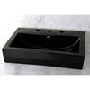 Black China Vessel Bathroom Sink w/Overflow Hole & 3 Faucet Holes EV4318K38