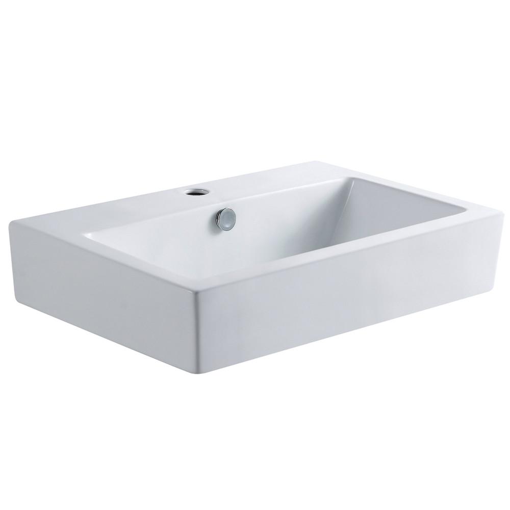 Kingston Brass White China Vessel Bathroom Sink With Overflow Hole EV4318