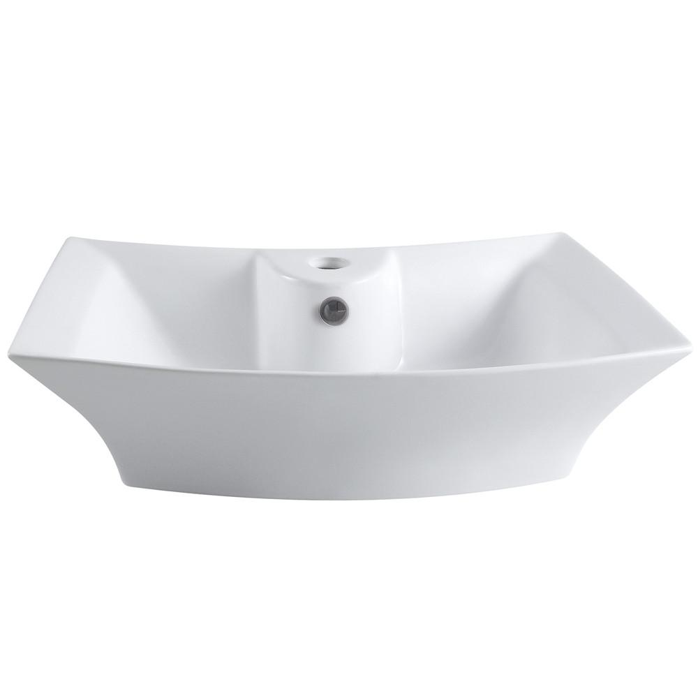 Kingston White China Vessel Bathroom Sink with Overflow Hole & Faucet Hole EV4337