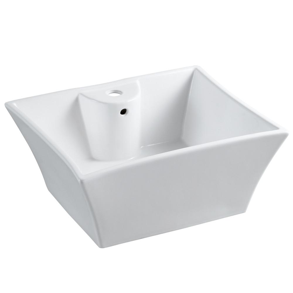 Kingston White China Vessel Bathroom Sink w/Overflow Hole & Faucet Hole EV4449