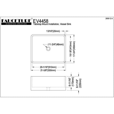 Kingston Elements White China Vessel Bathroom Sink without Overflow Hole EV4458