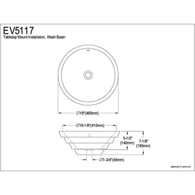 White Allegro White China Vessel Bathroom Sink with Overflow Hole EV5117