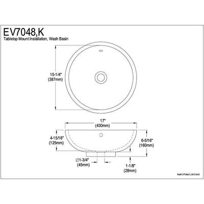 Kingston Le Country White China Vessel Bathroom Sink with Overflow Hole EV7048