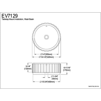 Kingston Italiano White China Vessel Bathroom Sink with Overflow Hole EV7129