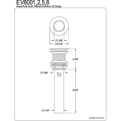 Kingston Brass Concord Polished Brass Push-up Drain for Vessel Sink EV8002