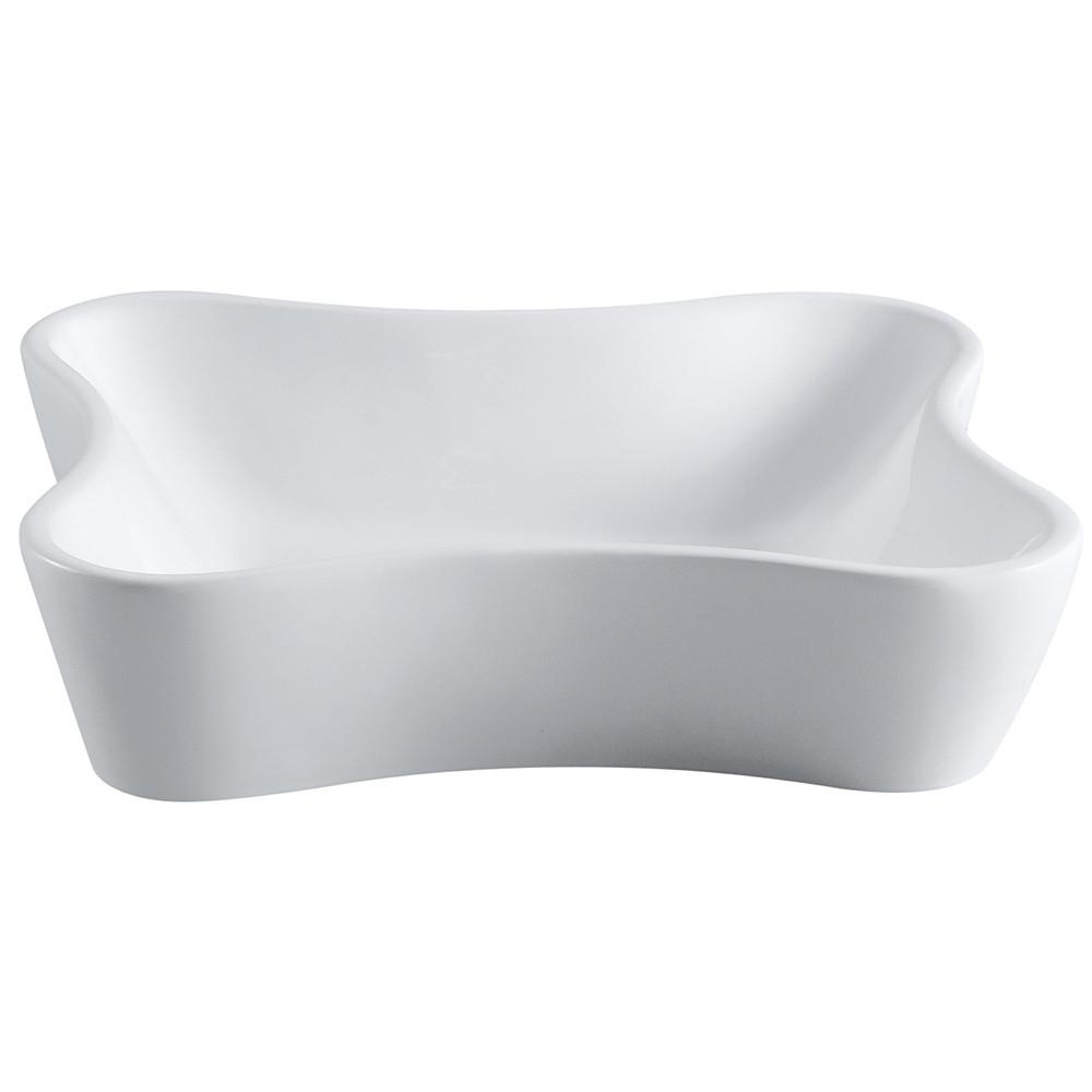 Kingston Nuevo White China Vessel Bathroom Sink without Overflow Hole EV8126