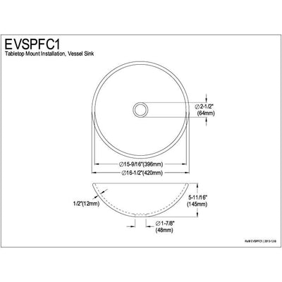 Kingston Brass Frosted Glass Vessel Bathroom Sink w/o Overflow Hole EVSPFC1