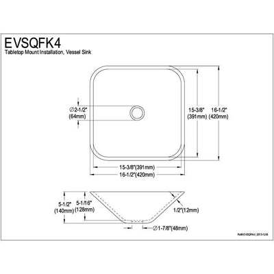 Onyx Black Tempered Glass Vessel Bathroom Sink w/o Overflow Hole EVSQFK4