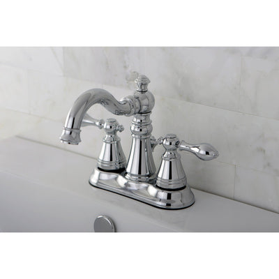 Kingston Chrome 2 Handle 4" Centerset Bathroom Faucet with Pop-up FS1601ACL