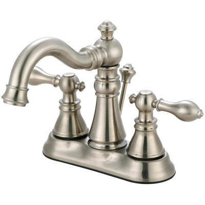 Kingston Satin Nickel 2 Handle 4" Centerset Bathroom Faucet w Drain FS1608ACL