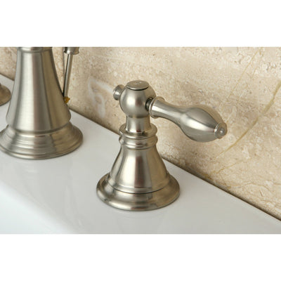 Kingston Satin Nickel 2 Handle 8" Widespread Bathroom Faucet w Drain FS1978ACL