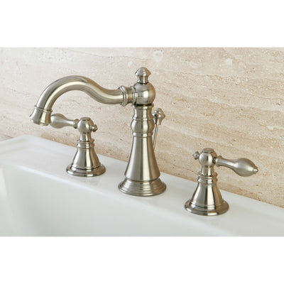 Kingston Satin Nickel 2 Handle 8" Widespread Bathroom Faucet w Drain FS1978ACL