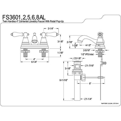 Kingston Oil Rubbed Bronze 2 Handle 4" Centerset Bathroom Faucet FS3605AL