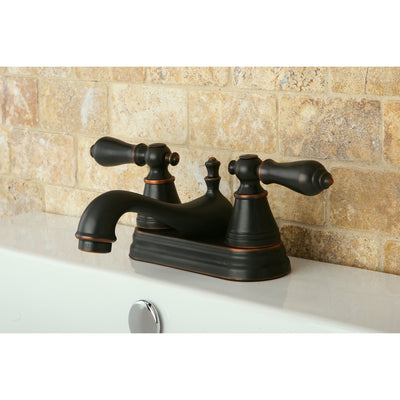 Kingston Nobel Bronze 2 Handle 4" Centerset Bathroom Faucet with Pop-up FS3606AL