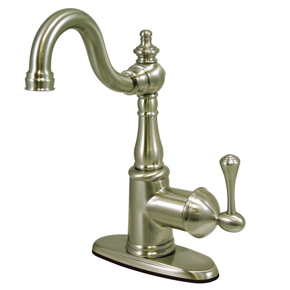 Kingston Satin Nickel Single Handle 4" Centerset Bathroom Faucet FS7648BL