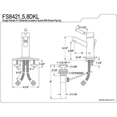 Kingston Kaiser Satin Nickel Single Handle Bathroom Faucet w Plate FS8428DKL