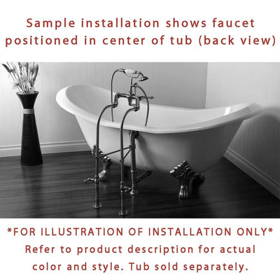 Freestanding Floor Mount Satin Nickel Hot/Cold Porcelain Lever Handle Clawfoot Tub Filler Faucet Package 1003T8FSP