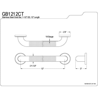 Kingston Brass Grab Bars - Satin Nickel 12" Commercial Grade Grab Bar GB1212CT