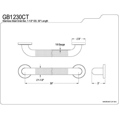 Kingston Brass Grab Bars - Satin Nickel 30" Commercial Grade Grab Bar GB1230CT